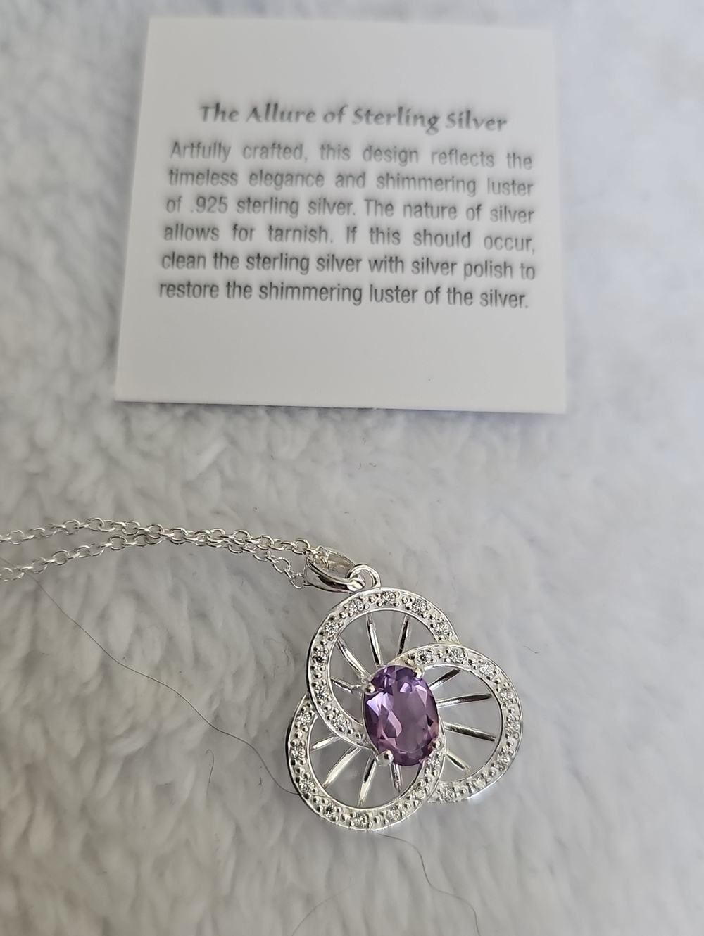 Studio 1886 Sterling Silver Amethyst Flower Necklace 18" .925 w/ Box & Pouch NIB